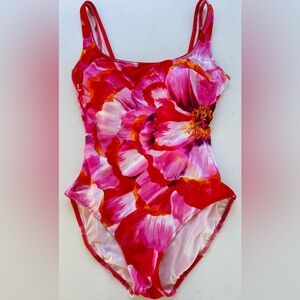 Gottex Pink and Red Floral One Piece Swimsuit